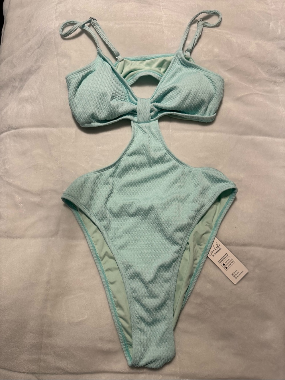Cupshe Light Aqua monokini Swimsuit with Cutout NWT
